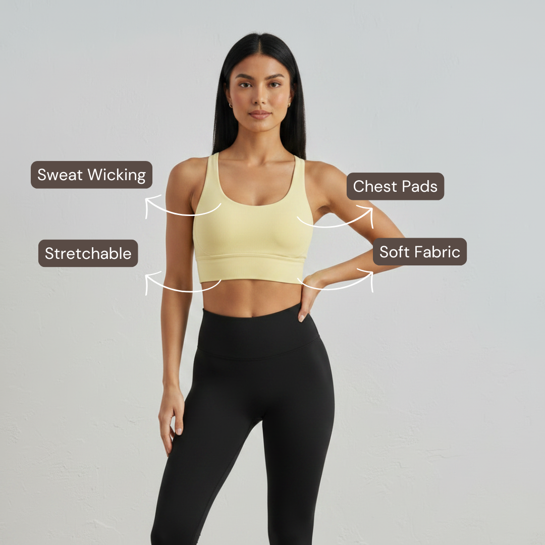 Cross Back Sports Bra - Soft Yellow