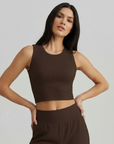 Ribbed Comfort Top - Brown